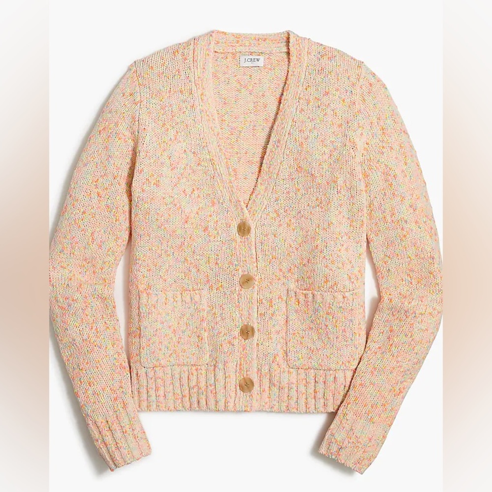 J. Crew Confetti Beach Button-Up Cardigan Sweater NWT - Picture 1 of 4
